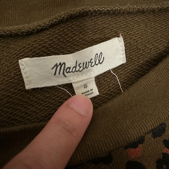 MADEWELL Banded Sweatshirt in Multicolor Jungle Cat Print Leopard - Picture 7 of 12